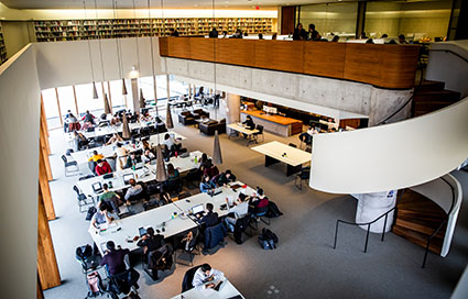 Study tables in the C.B. "Bud" Johnston Library