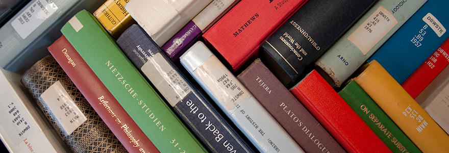 Books displayed on an angle