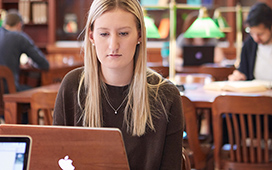 Student working on a laptop