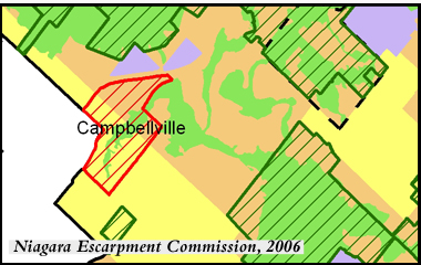 Niagara Escarpment Plan Designations in the area near Campbellville