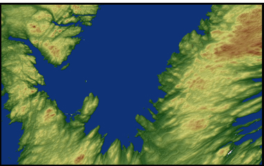SRTM DEM with Derived Hillshade Layer - Trinity Bay, Newfoundland