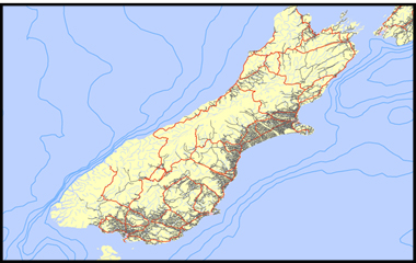 Sample Base Map - South Island, New Zealand