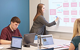 Students using a smart board
