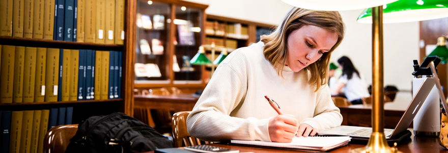 Student studying in the library