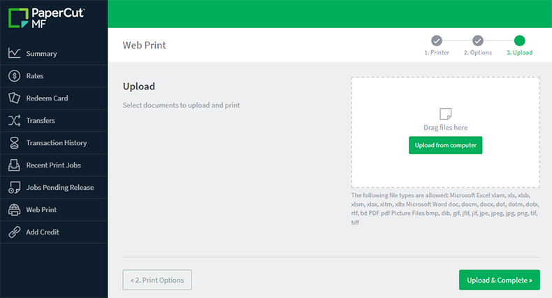 Upload document to print