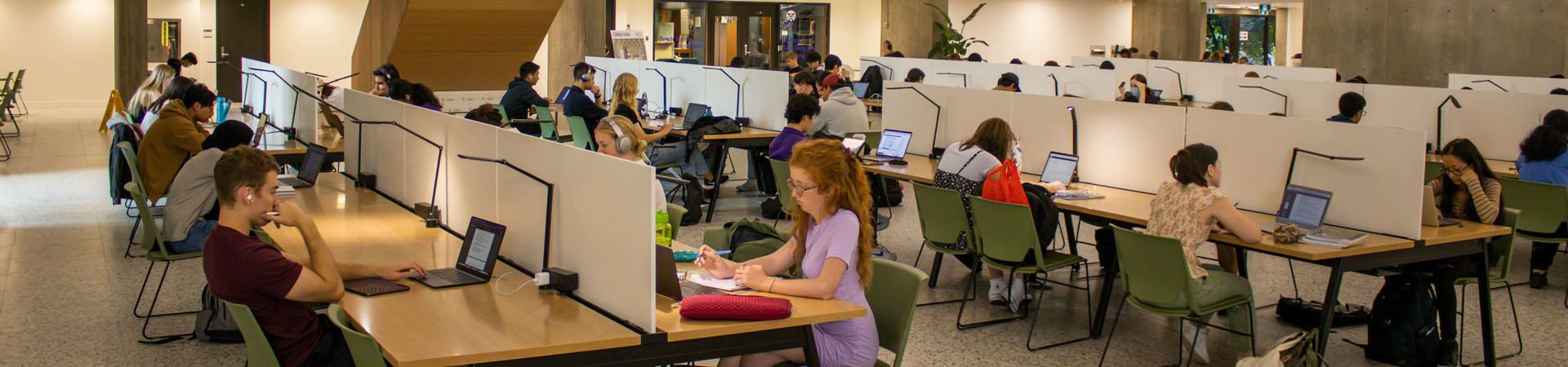 Students studying in the Weldon Learning Commons
